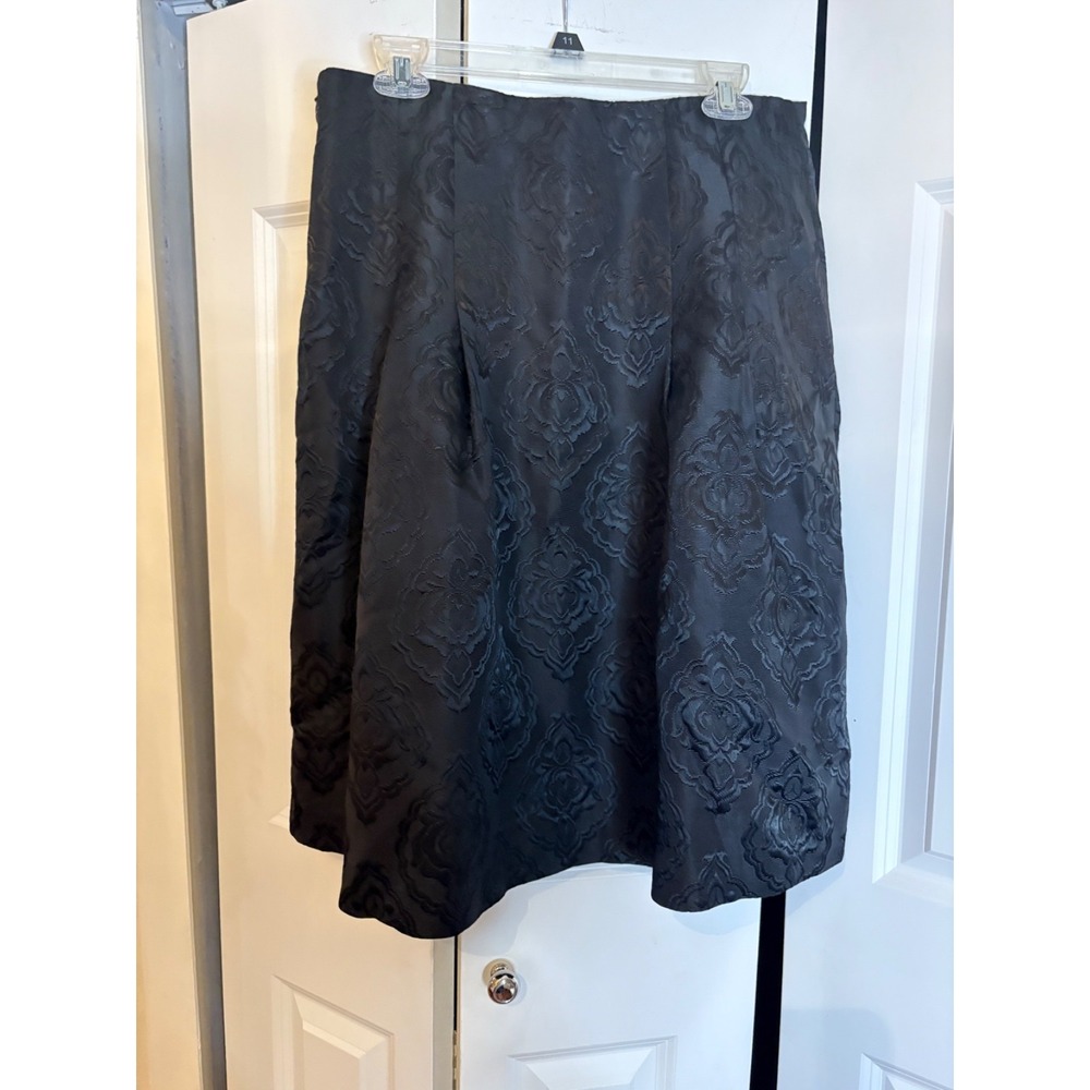 Talbots Black Jacquard A-Line Skirt Size 12‎ NWT